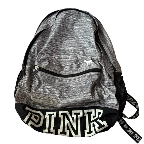 PINK Victoria's Secret Gray and Black Backpack Sporty Design Campus Bag Vintage - Picture 1 of 6